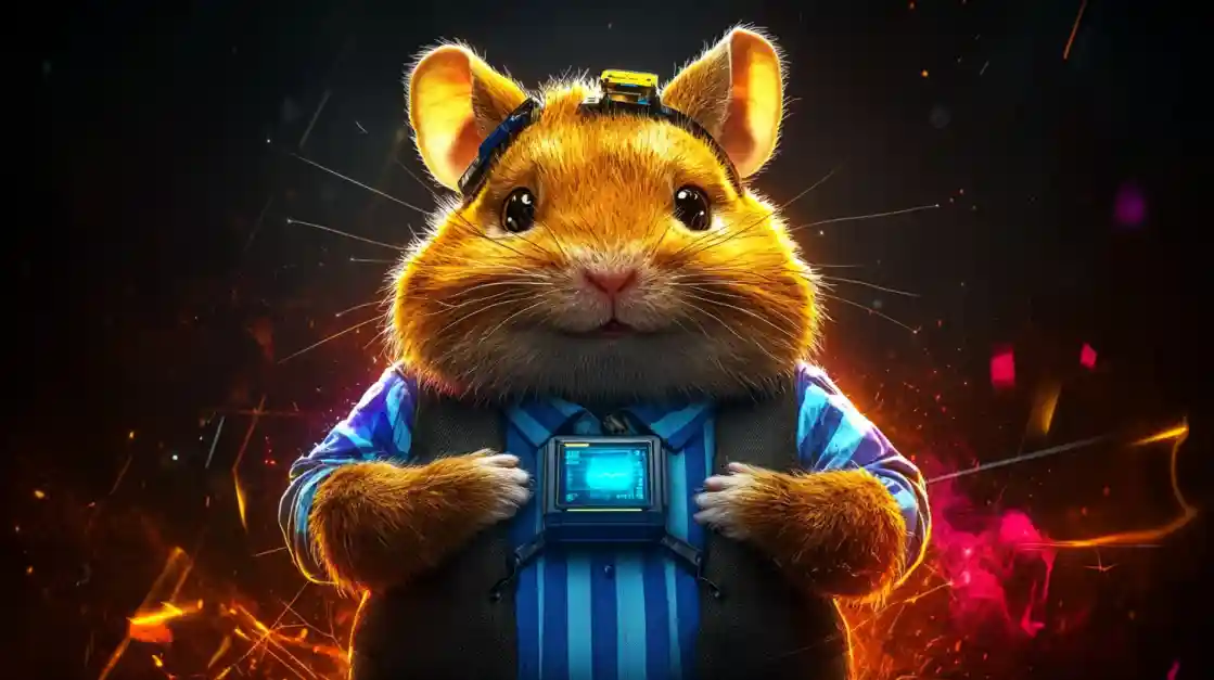 A cute and tech-savvy hamster character wearing a vest and a headset, representing the playful and innovative spirit of jita777.